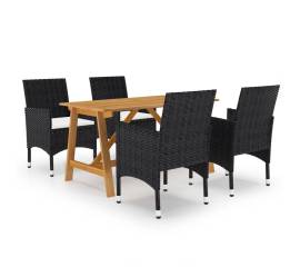 Set mobilier de grădină, 5 piese, negru