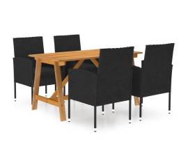 Set mobilier de grădină, 5 piese, negru