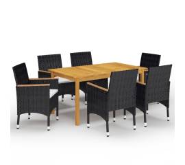 Set mobilier de grădină, 7 piese, negru