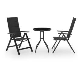 Set mobilier bistro, 3 piese, negru și antracit