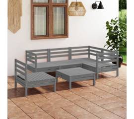 Set mobilier de grădină, 6 piese, gri, lemn masiv de pin