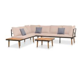 Set mobilier de grădină cu perne, 4 piese, lemn masiv de acacia