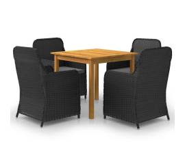 Set mobilier de grădină, 5 piese, negru