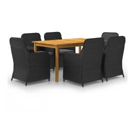 Set mobilier pentru grădină, 7 piese, negru