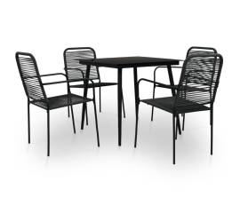 Set mobilier de exterior, 5 piese, negru, frânghie și oțel