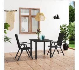 Set mobilier de grădină, 3 piese, negru