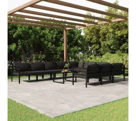 Set mobilier de grădină cu perne, 11 piese, antracit, aluminiu