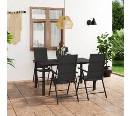 Set mobilier de grădină, 5 piese, negru