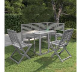 Set mobilier de bistro, 4 piese, gri, lemn masiv de acacia