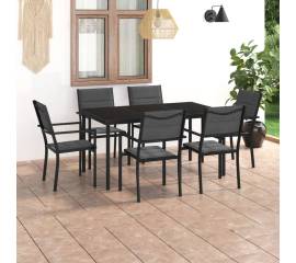 Set mobilier de exterior, 7 piese, oțel