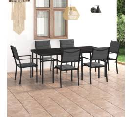 Set mobilier de exterior, 7 piese, oțel