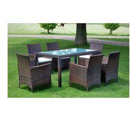 Set mobilier de exterior cu perne, 7 piese, maro, poliratan