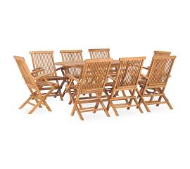 Set mobilier de exterior pliabil, 9 piese, lemn masiv de tec