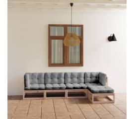 Set mobilier de grădină, 5 piese, cu perne, lemn masiv de pin