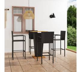 Set mobilier bar de gradină, 5 piese, negru