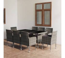 Set mobilier de grădină, 9 piese, antracit & gri, poliratan