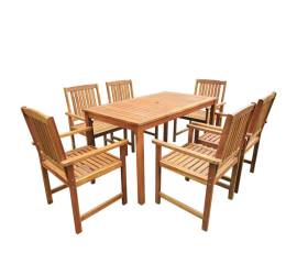 Set mobilier de exterior, 7 piese, lemn masiv de acacia