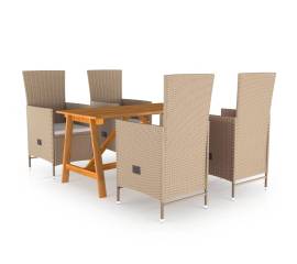 Set mobilier de grădină, 5 piese, bej