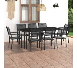 Set mobilier de exterior, 9 piese, oțel