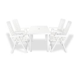 Set mobilier de exterior, 5 piese, alb, plastic