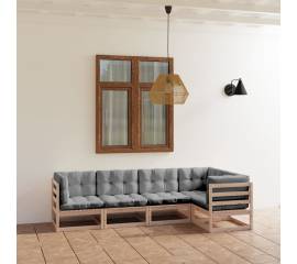 Set mobilier de grădină, 5 piese, cu perne, lemn masiv de pin