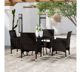 Set de mobilier pentru grădină, 5 piese, negru, poliratan