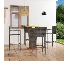 Set mobilier bar de grădină, 5 piese, gri