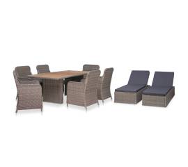 Set mobilier de exterior, 9 piese, maro, poliratan