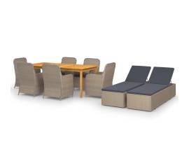 Set mobilier pentru grădină, 9 piese, maro