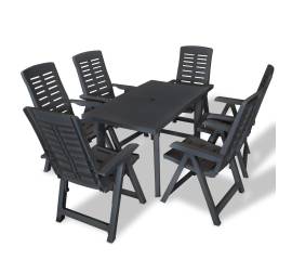 Set mobilier de exterior, 7 piese, antracit, plastic