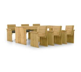 Set mobilier de exterior cu perne, 7 piese, lemn de pin tratat