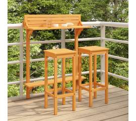 Set mobilier bar de balcon, 3 piese, lemn masiv de acacia