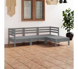 Set mobilier de grădină, 4 piese, gri, lemn masiv de pin