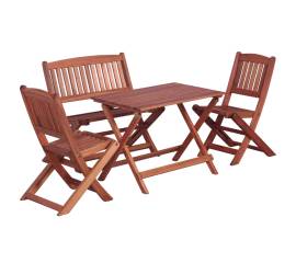 Set mobilier exterior pentru copii, 4 piese, lemn de eucalipt