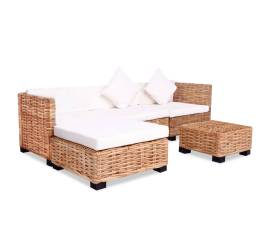 Set mobilier cu canapea 14 piese, culoare naturală, ratan