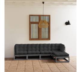 Set mobilier de grădină cu perne, 5 piese, lemn masiv de pin