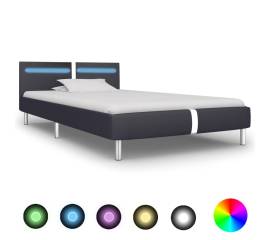 Cadru de pat cu led, negru, 90 x 200 cm, piele artificială