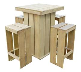 Set mobilier de exterior, 5 piese, lemn de pin tratat