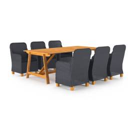 Set mobilier de grădină, 7 piese, gri închis