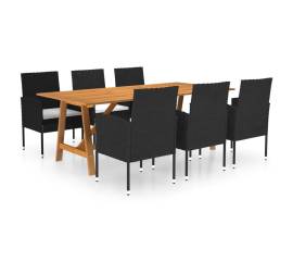 Set mobilier de grădină, 7 piese, negru