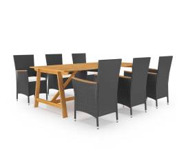 Set mobilier de grădină, 7 piese, negru