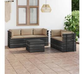 Set mobilier de grădină din paleți, cu perne, 6 piese, lemn pin