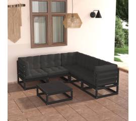 Set mobilier grădină cu perne, 6 piese, lemn masiv pin