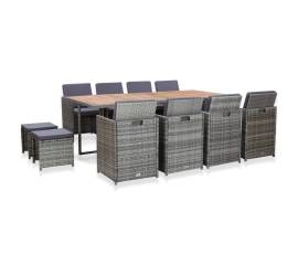 Set mobilier de exterior 13 piese antracit poliratan și acacia