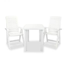 Set mobilier bistro, 3 piese, alb, plastic