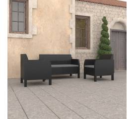 Set mobilier de grădină cu perne, 3 piese, antracit, pp ratan