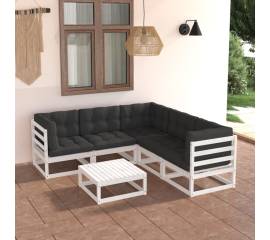 Set mobilier de grădină cu perne, 6 piese, lemn masiv de pin