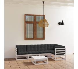 Set mobilier de grădină cu perne, 6 piese, lemn masiv de pin