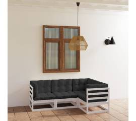 Set mobilier de grădină cu perne, 4 piese, lemn masiv de pin