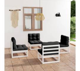 Set mobilier de grădină cu perne, 4 piese, lemn masiv de pin